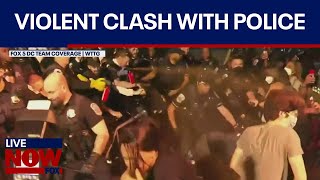 WATCH GWU Gaza war protest turns violent officers hit pepper spray deployed  LiveNOW from FOX [upl. by Aikem648]