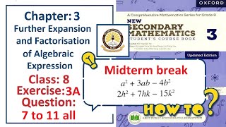 Exercise 3A Question 7 8 9 10 11 – Factorization Complete solution – APS Math Class 8 [upl. by Urata237]