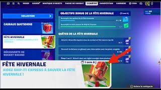 COMMENT ACCOMPLIR LES QUÊTES DE LA FÊTE HIVERNALE SUR FORTNITECHAPITRE 5 SAISON 1 [upl. by Nohsreg]