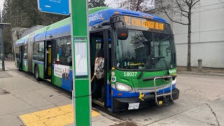 Surrey Translink 2018 New Flyer XDE60 S18027 on R1 King George Boulevard to Guildford [upl. by Ahsyt]