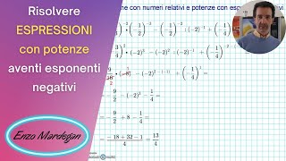 Risolvere ESPRESSIONI con numeri relativi e POTENZE CON ESPONENTI NEGATIVI [upl. by Orrin]