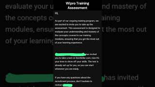 Wipro Training Assessment 2024 wiproonboarding wipro assessment [upl. by Chaffee]