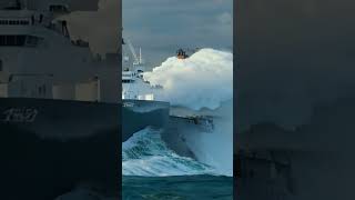 Ship Struggles Against Massive Wave – Close Call scaryocean ship MassiveWave [upl. by Assyl84]