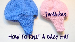 HOW TO KNIT A BABY HAT  TeoMakes [upl. by Pero679]