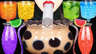 ASMR RAINBOW DRINKS GIANT BOBA BUBBLE TEA CANDY VAMPIRE FROG EGGS TEA 신기한 물 먹방 DRINKING SOUNDS [upl. by Keavy]