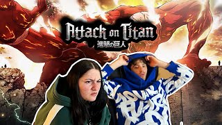 First Time Watching ATTACK ON TITAN 1x1  “To You in 2000 Years”  THIS ONE GOT US 🤯😨😳 [upl. by Yadnus22]