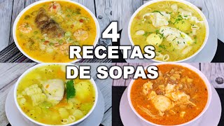 4 SOPAS DELICIOSAS Y FÁCILES DE PREPARAR  Cocina Peruana  Sabroso [upl. by Zerla196]