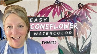 Easy 5minute Beginner Watercolor Coneflower watercolorpainting coneflowertutorial [upl. by Herculie]