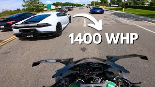 Riding My Ninja H2R with Supercars [upl. by Anicart]