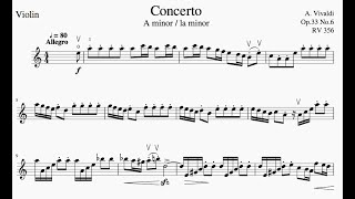 Vivaldi Violin Concerto A minor Slow Piano Accompaniment RV 356 1st movement [upl. by Sile]