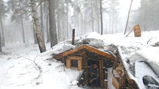 ALEX WILD dugout life Waiting for the STORM I hid in a log cabin FOREST BUNKER part 24 [upl. by Yrogreg424]