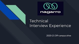 My Nagarro Interview ExperienceOffcampus drive Technical Interview202021 [upl. by Gwyneth626]