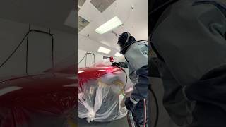 SPRAY PAINTING RED SPORTS CAR AUTOBODY PAINT JOB [upl. by Akilaz555]