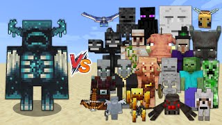 Warden vs Every mob in Minecraft Bedrock Edition  Minecraft 119 Warden vs All Mobs [upl. by Aliuqehs]