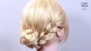 【３つの毛束をクルッと入れるだけ】三つ編みでつくる簡単アップヘアアレンジ [upl. by Ahsiri]