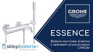 ESSENCE Bateria wannowa ścienna z zestawem prysznicowym Chrom GROHE 33628001  SklepBateriepl [upl. by Ness]