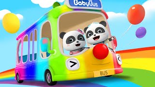 Wheels on the Bus Rainbow Version  Colors Song  Nursery Rhymes  Kids Songs  BabyBus [upl. by Buchanan]