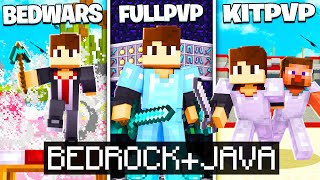 Server BEDWARS FULL PVP RANKUP KITPVP Minecraft Bedrock e Java [upl. by Aicinet]