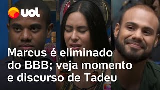 BBB 24 Marcus Vinicius é eliminado com 8486 vídeo mostra discurso de Tadeu Schmidt e reações [upl. by Eamanna]