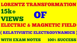 LORENTZ TRANSFORMATION OF ELECTRIC amp MAGNETIC FIELD  TRANSFORMATION OF E amp B  WITH EXAM NOTES [upl. by Erie240]