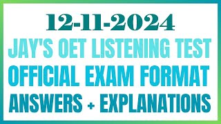 OET LISTENING TEST 12112024 oet oetexam oetnursing oetlisteningtest [upl. by Dej]