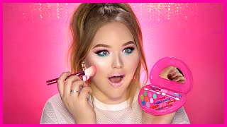 FULL FACE USING ONLY KIDS MAKEUP Challenge  NikkieTutorials [upl. by Arikaahs]