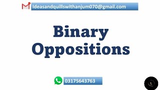 Binary Oppositions  Concept of Binary Oppositions [upl. by Menedez939]