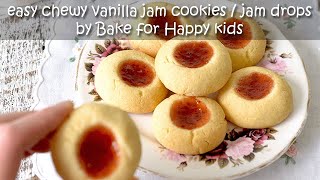 Quick Easy Chewy Vanilla Jam Cookies  Jam Drops [upl. by Helenka178]