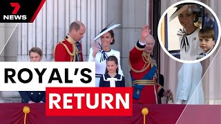 Princess Kate thrills crowds in return to public eye at Trooping the Colour  7 News Australia [upl. by Rosemaria]