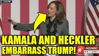 Kamala Goes VIRAL Reacting To A HECKLER Humiliating TRUMP [upl. by Enayd]