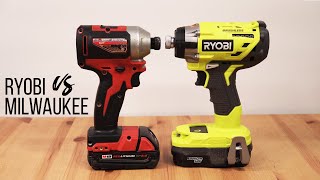 Milwaukee M18 285020 VS Ryobi 18V One Plus Brushless Impact Driver Comparison [upl. by Oilejor]