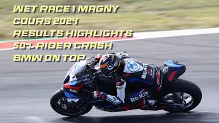 race 1 wsbk Magny Cours 2024 BMW still on top ahead Ducati and massive DNF [upl. by Ynaiffit]