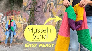 EASYPEASY ✂️ Schal aus Musselin nähen Nähen für Anfänger kostenlose Anleitung [upl. by Atnoved]