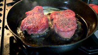 Cooking Filet Mignon in Cast Iron Skillet [upl. by Gamin]