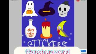 Creating Halloween sticker designs💀👻🎃 hollween painting drawing paint apshoraworld [upl. by Yvad385]