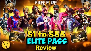 All Elite Pass Bundle Review In Free Fire  Season 1 To Season 55 Elite Pass Bundle Review Free Fire [upl. by Adigirb790]