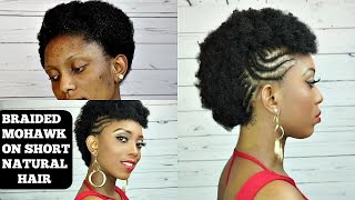 How To Braided Mohawk Tutorial On Short Natural Hair [upl. by Chip]