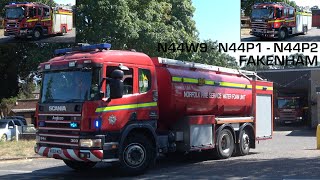 RARE Norfolk Fire and Rescue Fakenham Full House Turnout  Water Carrier and 2x Pumps [upl. by Nah]