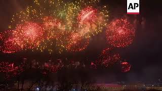 Fireworks on Russias Defender of Fatherland Day [upl. by Ysset]