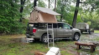 How the Smittybilt Overlander Roof Top Tent holds up in the rain [upl. by Amerigo]