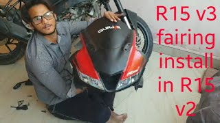 Part6R15 v3 fairing install in R15 v2 Modified Yamaha r15 Yamaha r15 headlight installation [upl. by Ricard]