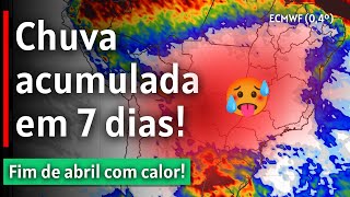 PREVISÃO DO ACUMULADO DE CHUVA EM 7 DIAS  FIM DE ABRIL COM CALOR NA AMÉRICA DO SUL  24042022 [upl. by Lindell36]