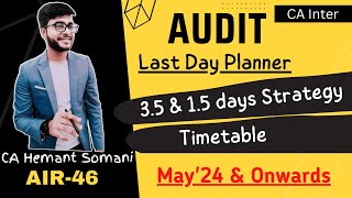 CA Inter Audit 35 days amp 15 days Last day Planner amp revision schedule [upl. by Suinuj]