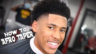 BARBER TUTORIAL AFRO TAPER  EASY FOR BEGINNERS [upl. by Oicanata92]