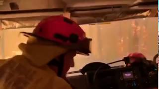 Video shows Australian firefighters driving through wildfire [upl. by Allenrac]