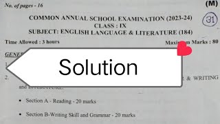 class 9 English paper solution 2024 for annual exam 202324 morning shift [upl. by Wardlaw]