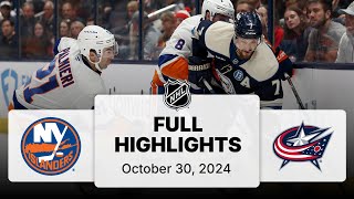 NHL Highlights  Islanders vs Blue Jackets  October 30 2024 [upl. by Ysak]