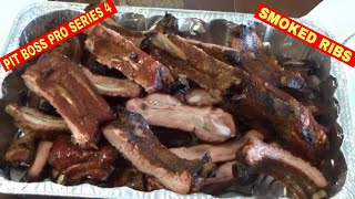 Smoking Pork Ribs on a Pit Boss Pro Series 4 Vertical pellet smoker [upl. by Zingg]