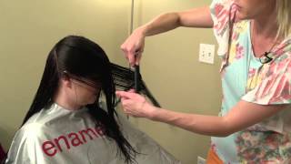 How to do a Vcut  V cut layering on womens hair [upl. by Allehcim62]