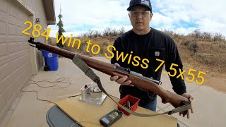 Making 75x55 Swiss brass from 284 Winchester brass [upl. by Ativel]